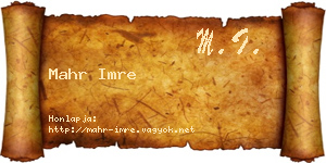 Mahr Imre névjegykártya